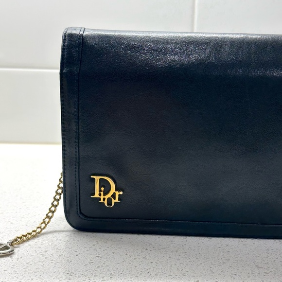 Dior Black Leather Clutch with Gold Accent - Picture 1 of 8